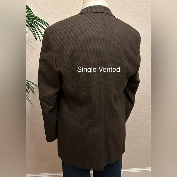 HAROLD POWELL BLAZER SIZE 44 BROWN CHECK SPORT COAT WOOL CASHMERE SUIT JACKET